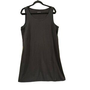 Eileen Fisher Black Organic Cotton Stretch Tank Dress XL Casual Summer Seamed